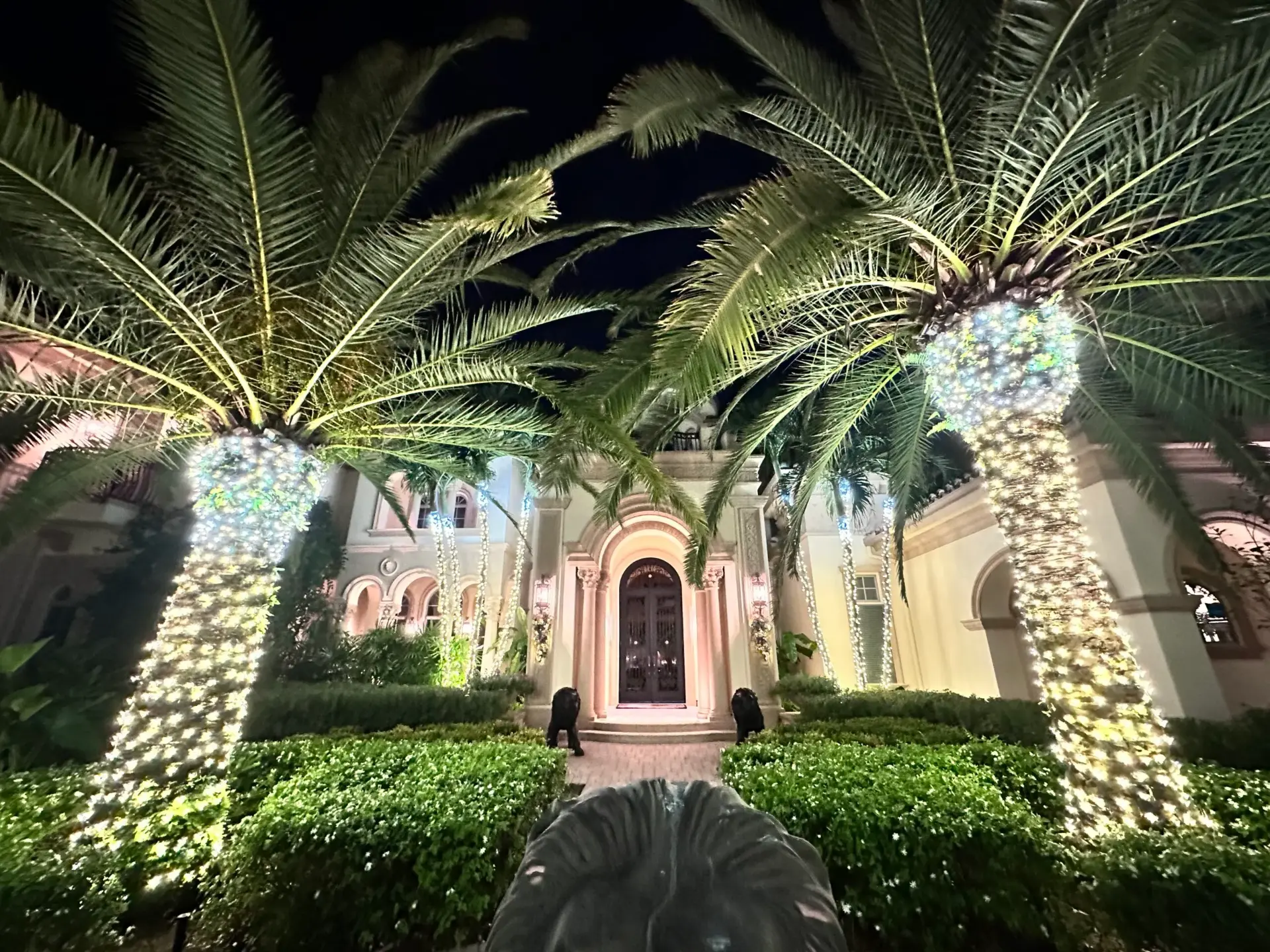 Professional Christmas lighting on a luxury Naples Florida home